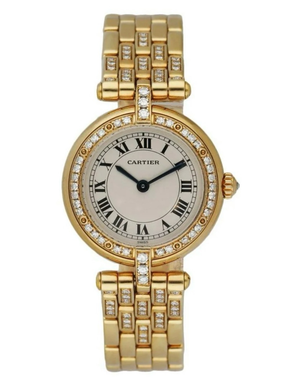 CARTIER PANTHERE VENDOME 24mm 18K Yellow Gold 1.05TCW Diamond Watch Cream Dial